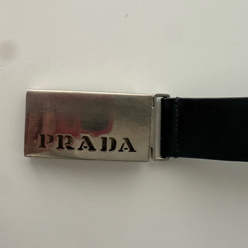 Prada Black and Silver Leather Belt